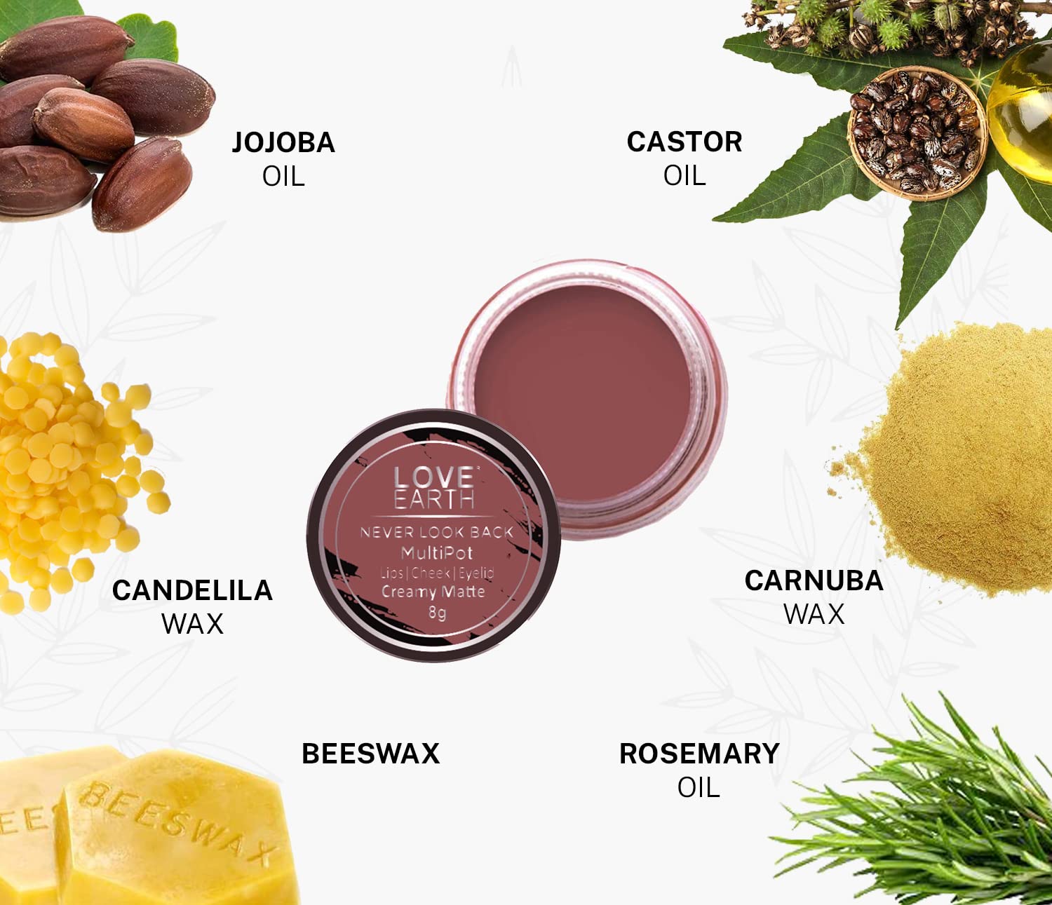 Love Earth Lip Tint & Cheek Tint Multipot-Never Look Back With Richness Of Essential Oils And Vitamin E For Lips, Eyelids & Cheeks, Matte Finish - Ruby Pink 3