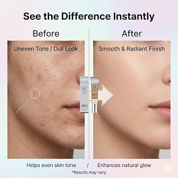 SPF50 Colour Correcting CC Cream, 3 in 1 Tinted Moisturiser Foundation, Full Coverage Lightweight Long Lasting Hydrating Makeup Base for Even Skin Tone Daily Outdoor Use