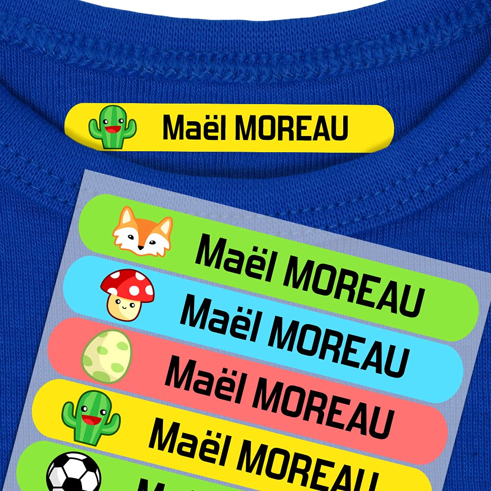 ETIKIDS 50 Etiquetas termoadhesivas Personalizadas para marcar la Ropa de los niños. Pegatinas para Planchar, Resistentes a Lavadora y Secadora. Tamaño 6 x 1 cm. (Original)