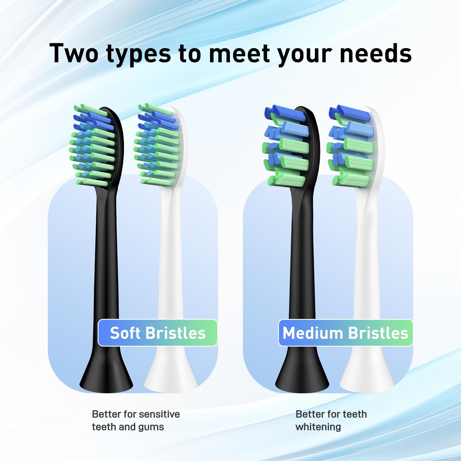 Cabezales de cepillo de dientes de repuesto compatibles con 7am2m AM102/AM105 Sonic cepillo de dientes eléctrico – Recambios de cabezales de cepillo suaves compatibles con 7 am 2 m, negro, 10 unidades