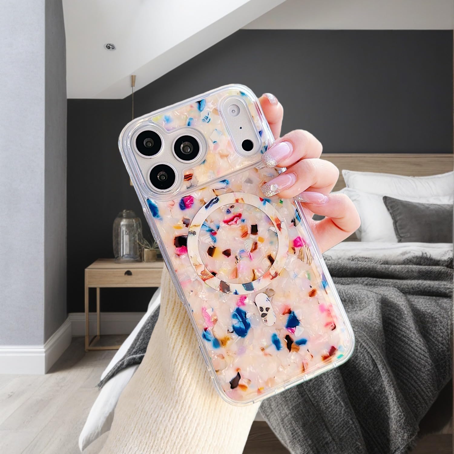 Magnetic for iPhone 17 Pro Case,Colorful Marble Fragment Cute Phone Case image 2