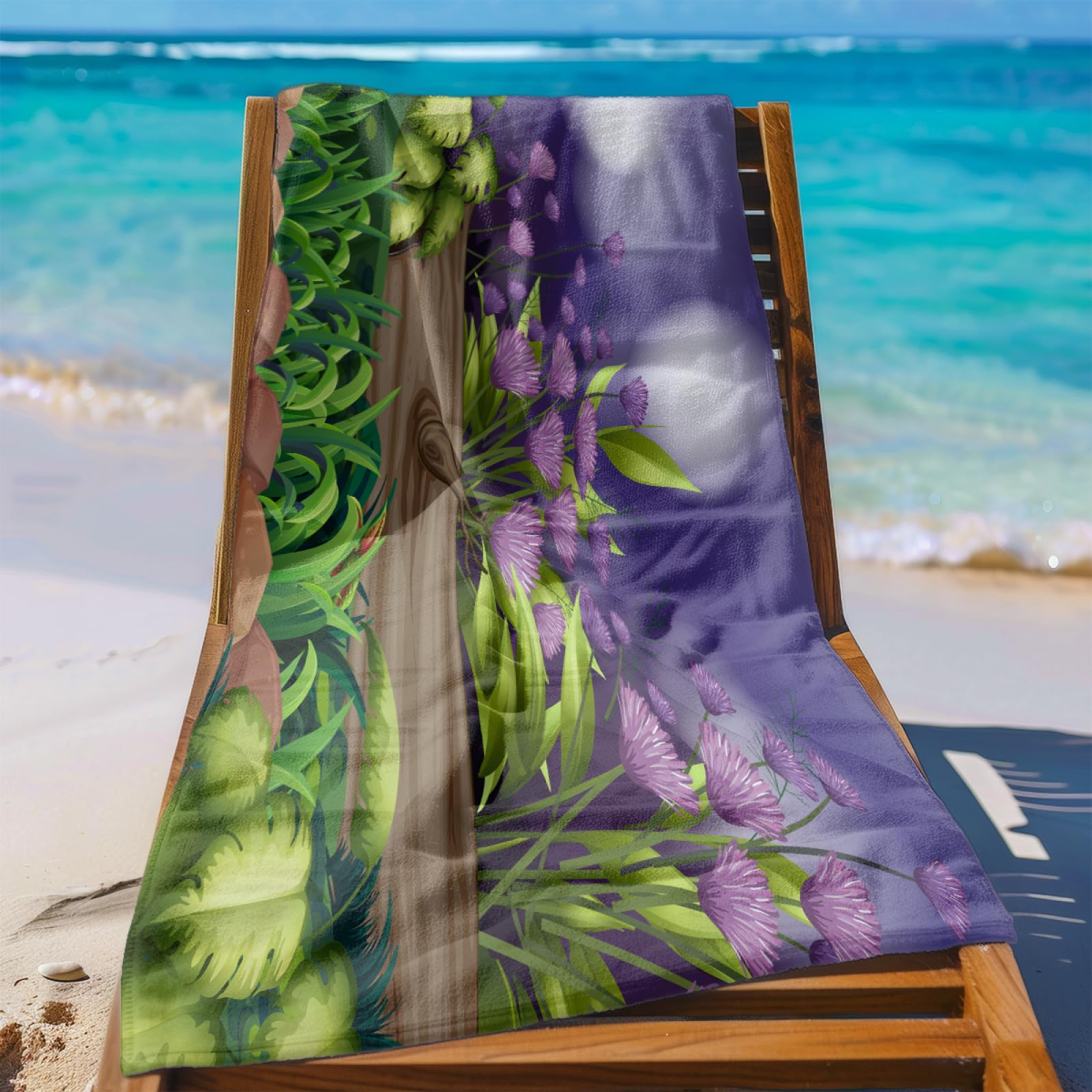 Toalla Playa Púrpura Marrón Blanca Toallas Baño Grandes Suave Toalla Microfibra Sin Arena Toallas de Baño Piscina Ducha Absorbente Secado Rápido Beach Towel para Viajes, Natación, Camping 200x220cm