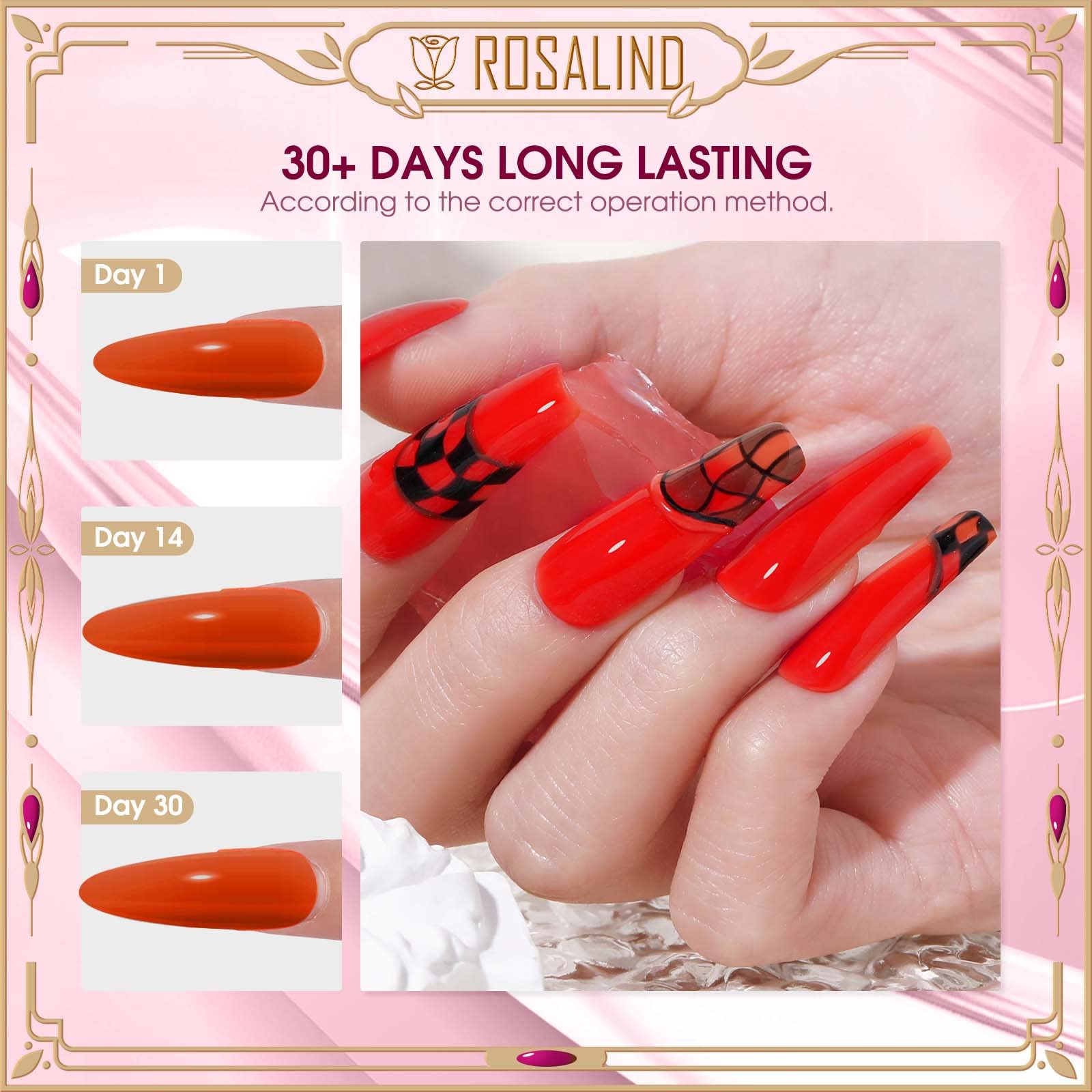 ROSALIND Esmaltes Semipermanentes Rojo Rosa Rosa Claro Morado Oscuro 6 Colores Kit Pintauñas Semipermanentes Uñas de Gel UV LED Esmaltes en Gel Nail Polish Esmalte Uñas Valentín