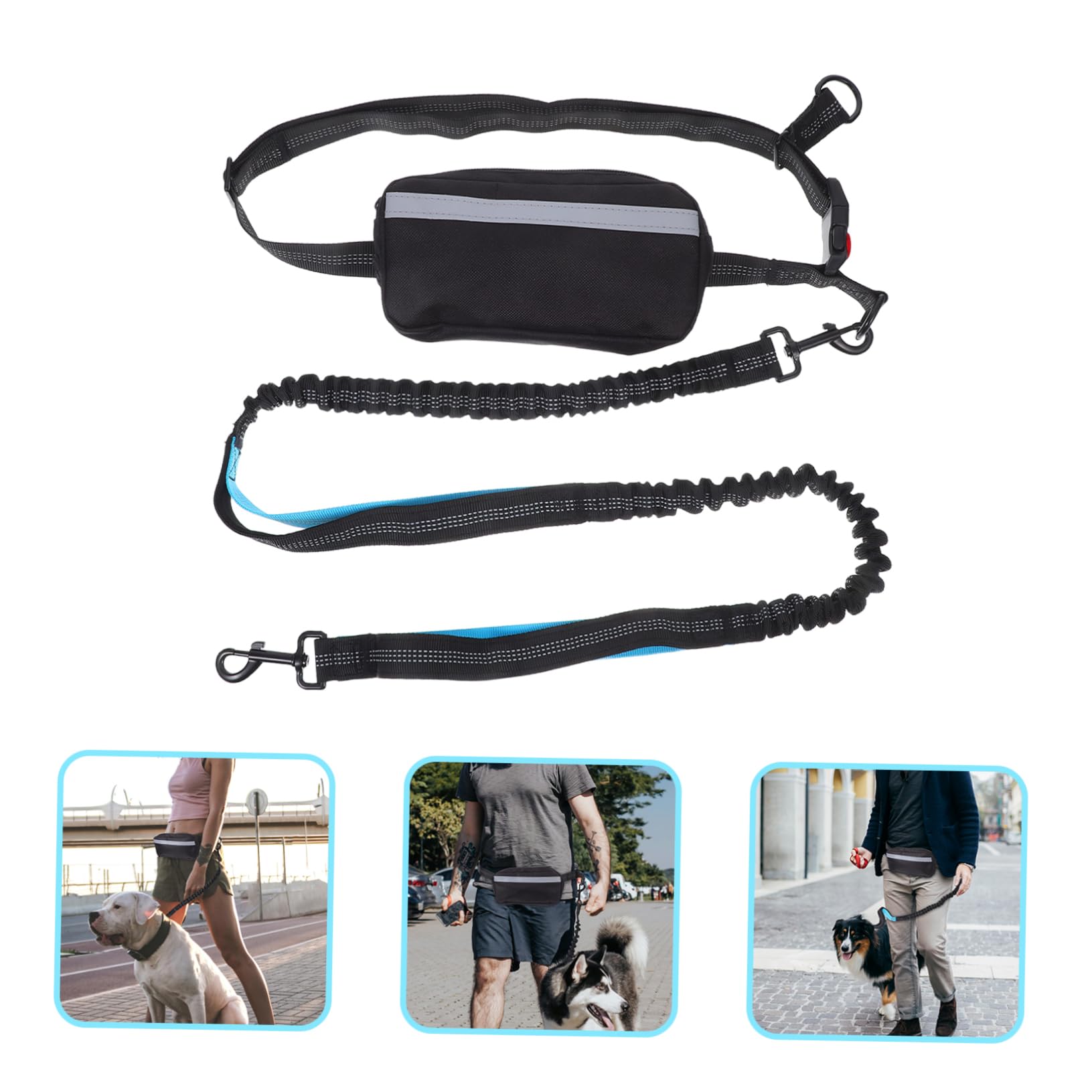 iplusmile Guinzaglio Elastico per Cani con Cintura da Corsa Riflettente e Marsupio per Passeggiate Escursioni e Attività all Aperto