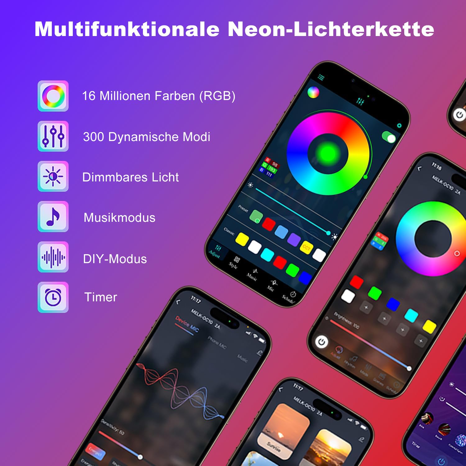 Profi LED Streifen 15m RGB, IP67, 1260 LEDs Bluetooth App, 24V | Für Event, Gewerbe