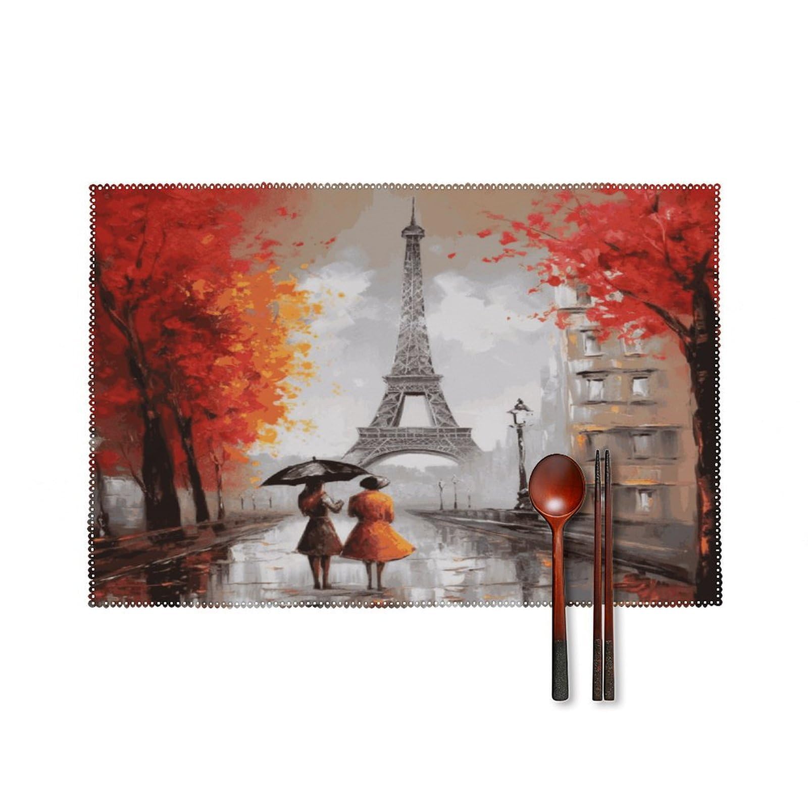 Fodpand Style Eiffel Tower Paris Painting Placemats Set Of 4 Place Mats Table Mats