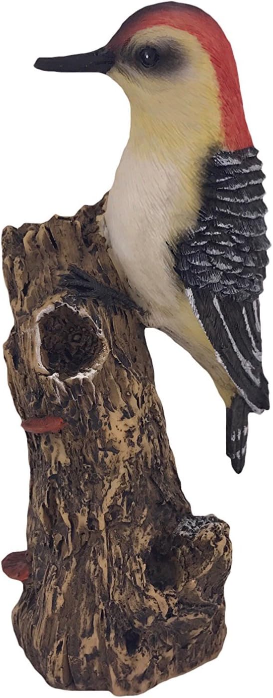 Delton Products Corp Beautiful Red Headed Woodpecker on a Tree Branch Bird Figurine 7 in Tall