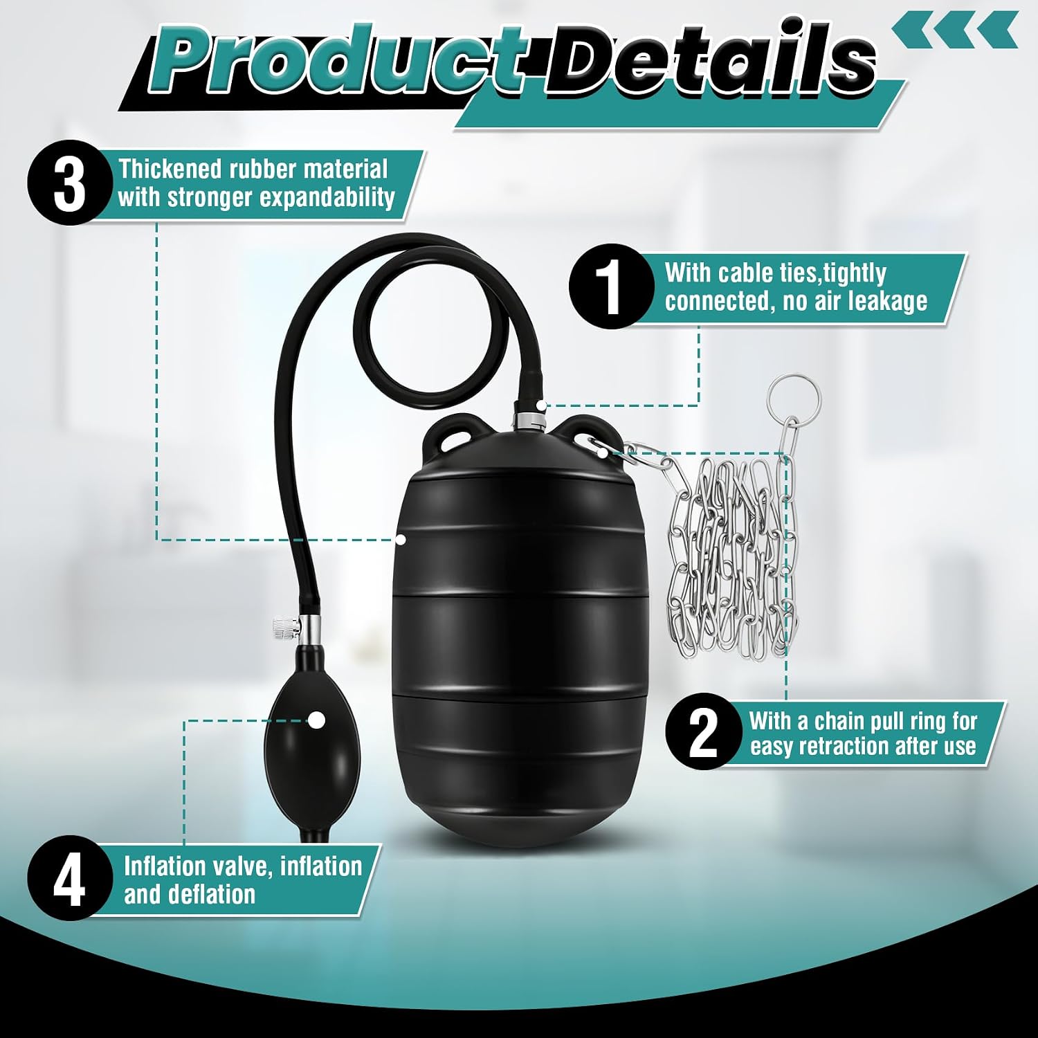 3in Sewer Test Plug, Water Proof and Closed Water Test Inflatable Pipe Plug with Inflatable Bag