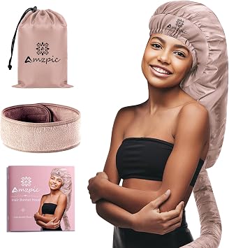 Bonnet Hair Dryer Attachment - Bonnet Hood Dryer with Headband that Reduces Heat Around Ears and Neck, Use for Hair Styling, Hair Drying, Curling and Deep Conditioning Extended Version, Pink