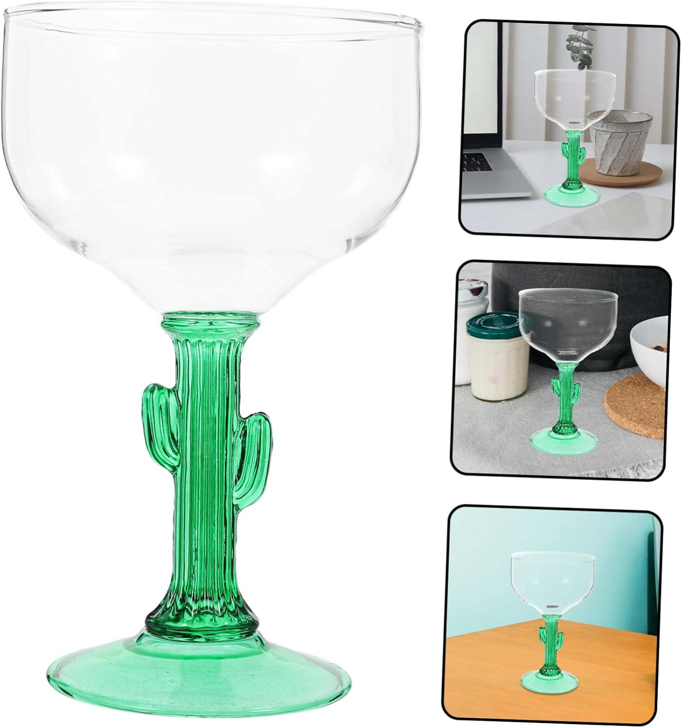 ABOOFAN Lovely Cactus Designed Goblet Margarita Glasses Creative Drinking Cup for Wedding Anniversary Birthday and Housewarming - Image 4