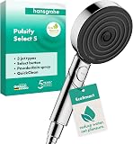 hansgrohe Pulsify Select S - Pommeau de douche économie d'eau avec 9 l/min (EcoSmart), Douchette à main avec 3 types de jet (Edition Relaxation), Douchette ronde (diamètre 105 mm), Chromé - 1