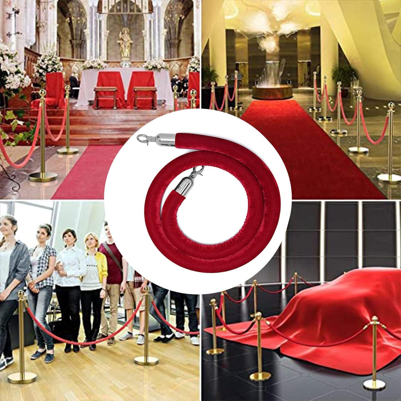 Purple Velvet Rope with s - 7.2ft Premium Stanchion Queue for Events, Weddings, Red Carpet, Crowd Control, VIP Access, Party Decor