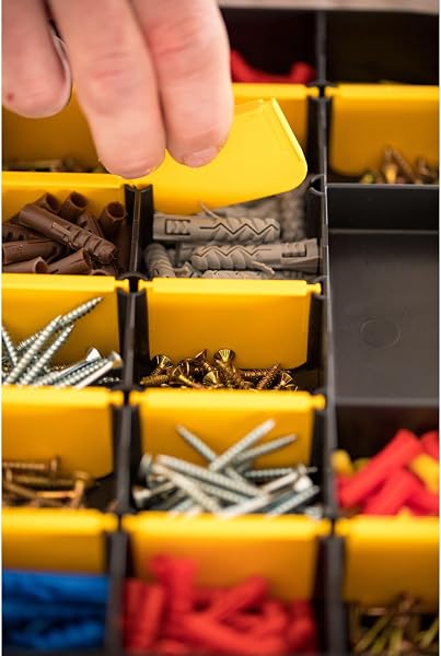 STANLEY Organizador básico con 17 compartimentos, divisores extraíbles, personalizable, regla marcada en la tapa, polipropileno de alto impacto, dimensiones 27,2x18,9x4,6 cm, STST81680-1 - 5