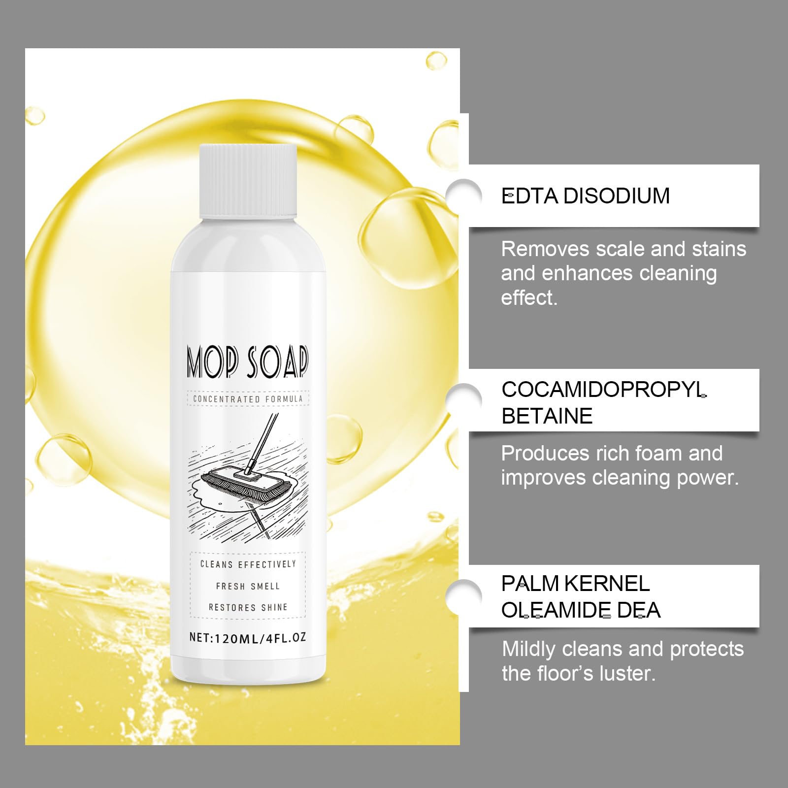 Mahogany Scented Mop Soap - Long-Lasting Freshness, Powerful Floor Cleaner For Hard Floors, Easy To Use (1 Piece)