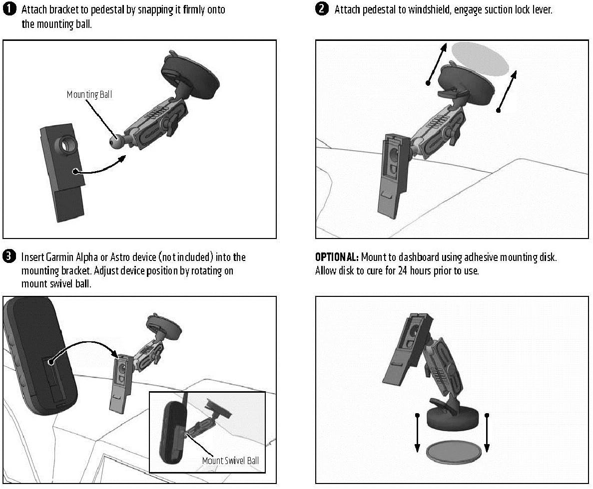 ARKON Mounts Windshield Suction Mount for Garmin Alpha 100 and Astro 430 320 Handheld GPS