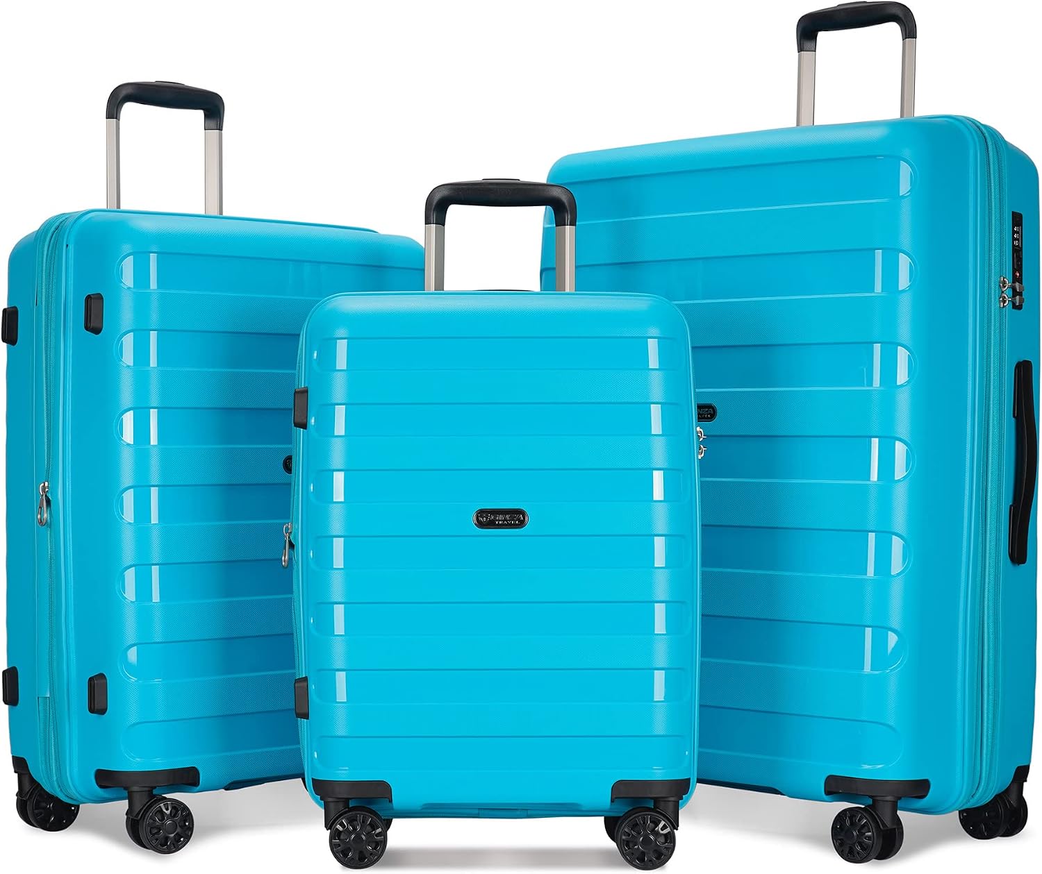 GinzaTravel 3-piece set double seal Anti-scratch luggage PP material, expandable(（all 20 24 28), Super light suitcase