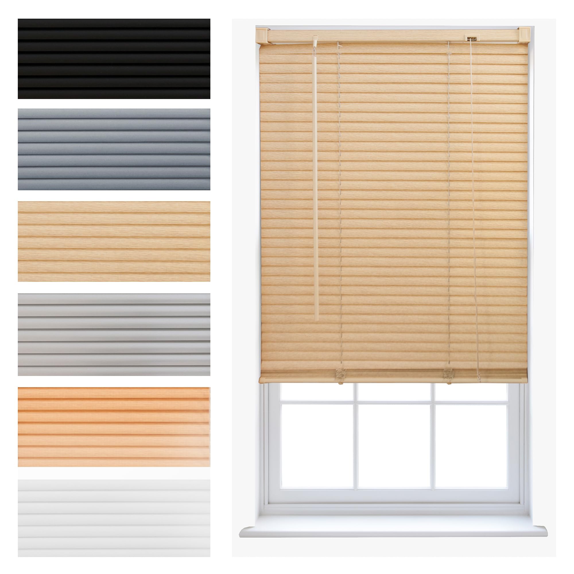 FURNISHED PVC Venetian Window Blinds Made to Measure Home Office Blind New - Natural 210W x 150H cm