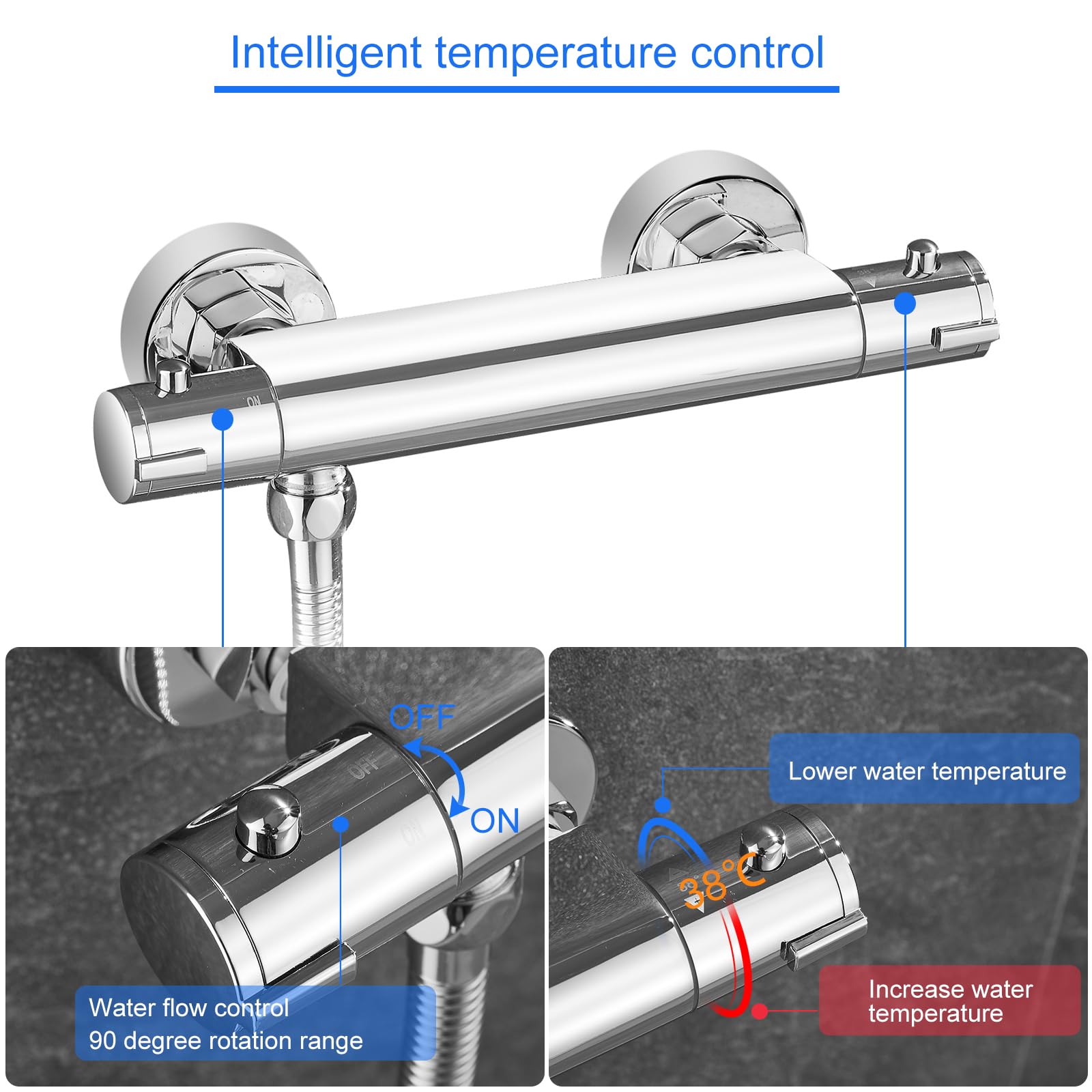 Miscelatore Doccia Termostatico Con 2 Uscite - Sicurezza Antiscottatura 38°C - Foto 2