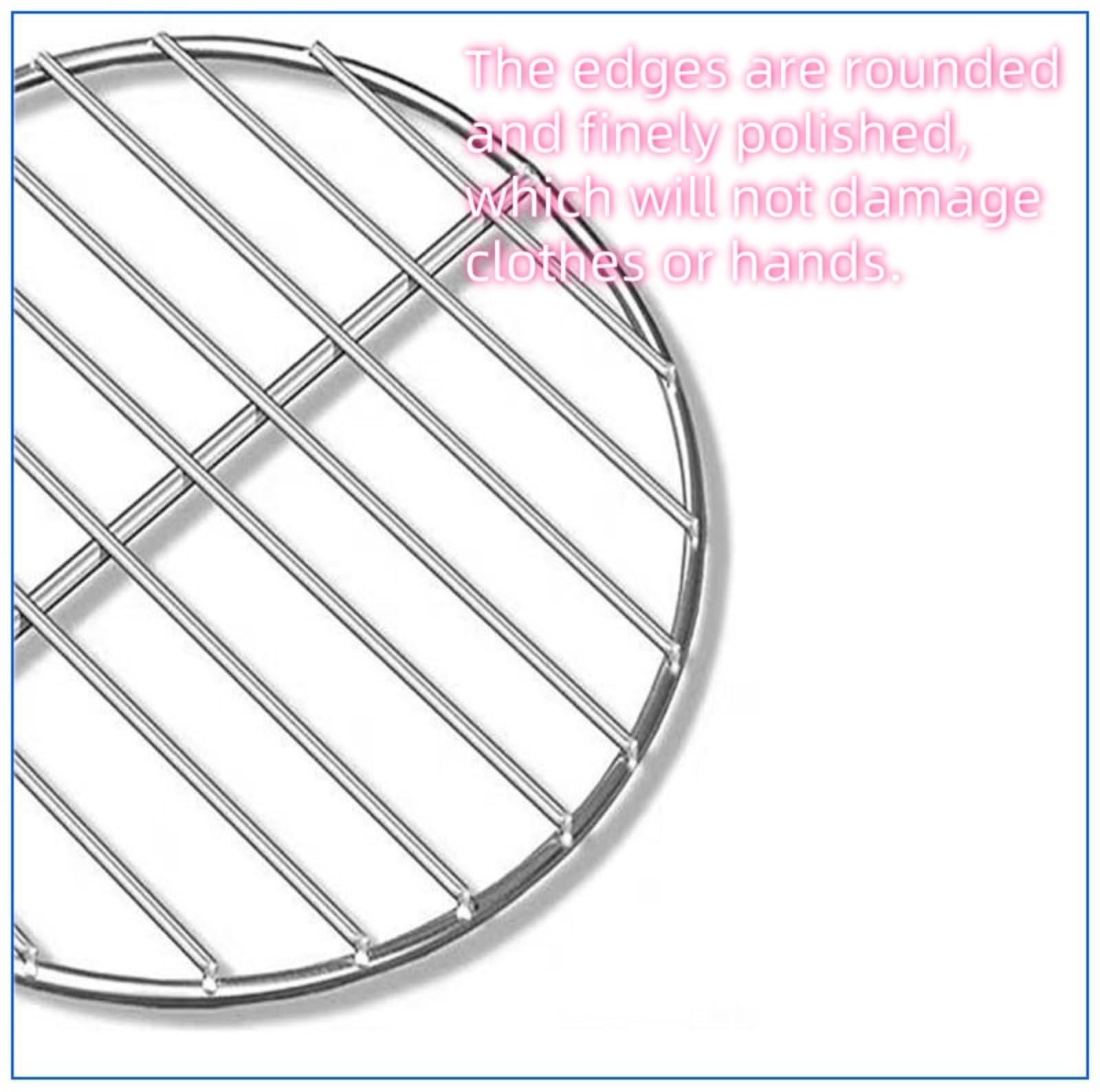Griglia rotonda per barbecue, Grassetto in acciaio inox, Griglie per barbecue, Varie dimensioni, Grill barbecue, Graticola per barbecue, Griglia da forno per barbecue, picnic, cottura all'aperto