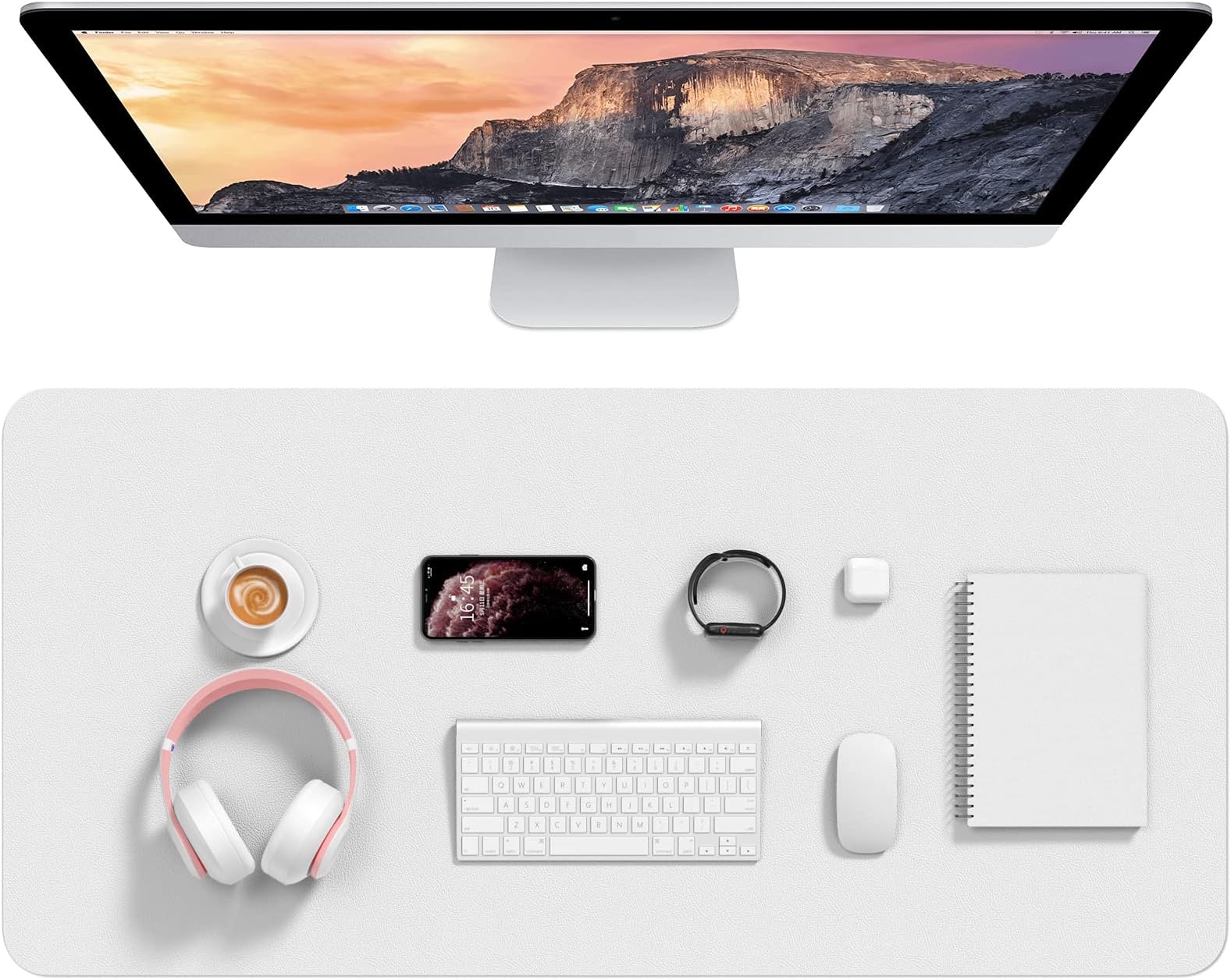 90cm x 45cm Large Mouse Mat Dual Sided Desk Pad, PU Leather Desk