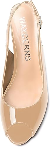 Miniatura 3 de WAYDERNS Sandalias de cuña de tacón alto con hebilla para mujer, con puntera abierta, puntera abierta, de moda, color sólido, correa ajustable, de