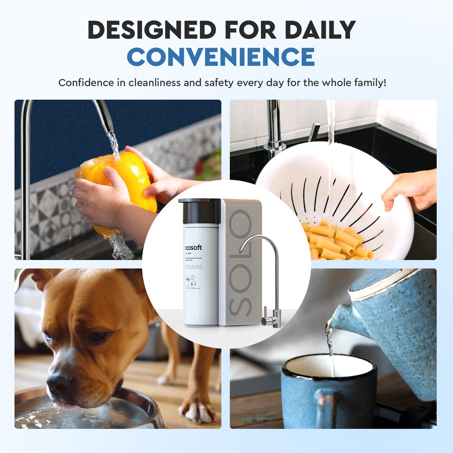 Ecosoft CROSS Solo Filtro de Ósmosis Inversa de Flujo Directo, 1.3 L/min, Filtración 2-en-1 con Membrana RO de 500 GPD y Postfiltro de Carbón, Diseño Ultra-Compacto para Cocinas Pequeñas