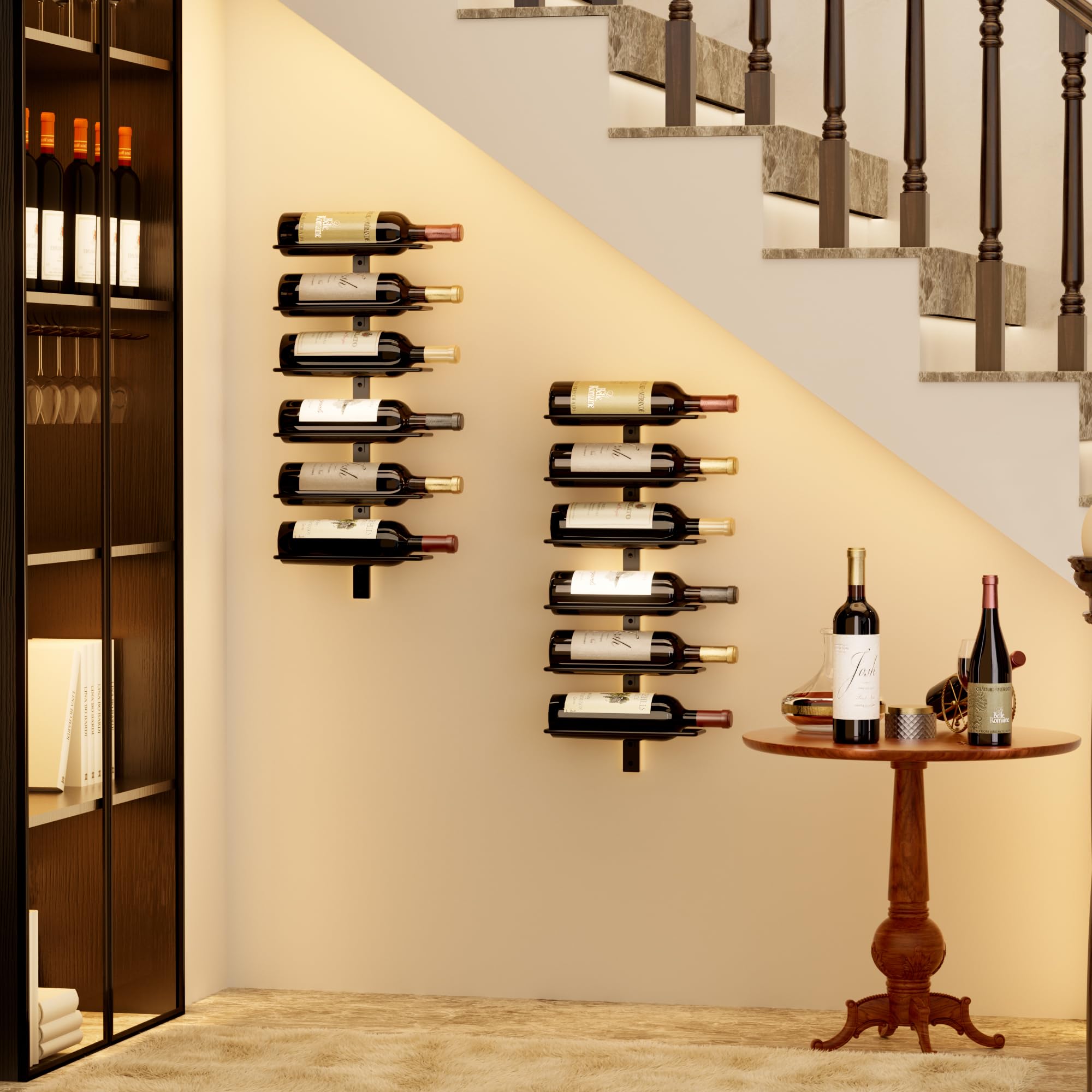Wall Mounted Wine Rack - 12 Bottle Black -7