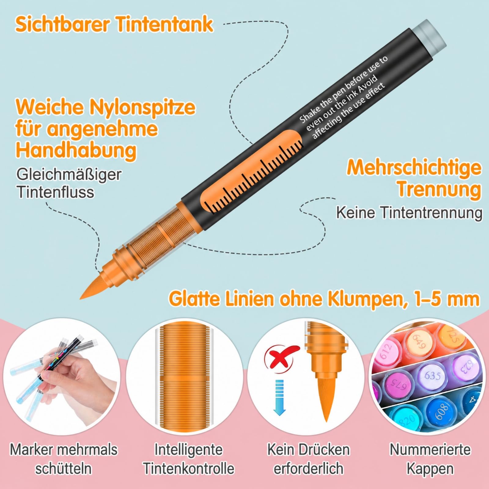 Efimeso 120 Farben Acrylstifte für Steine Wasserfest,Pinselmalstifte auf Wasserbasis Acrylic Paint Marker Acrylmalstifte für Holz, Leinwand, Holz, Stein, Keramik, Glas, Stoff