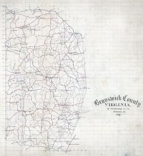 1867 Map of Brunswick County Virginia (Size: 40" x 44")