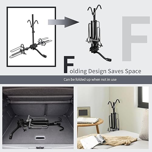 Miniatura 6 de Goplus Portabicicletas de montaje en enganche, plegable para 2 bicicletas estilo plataforma para MTB, Ebike, carretera y bicicleta estándar,