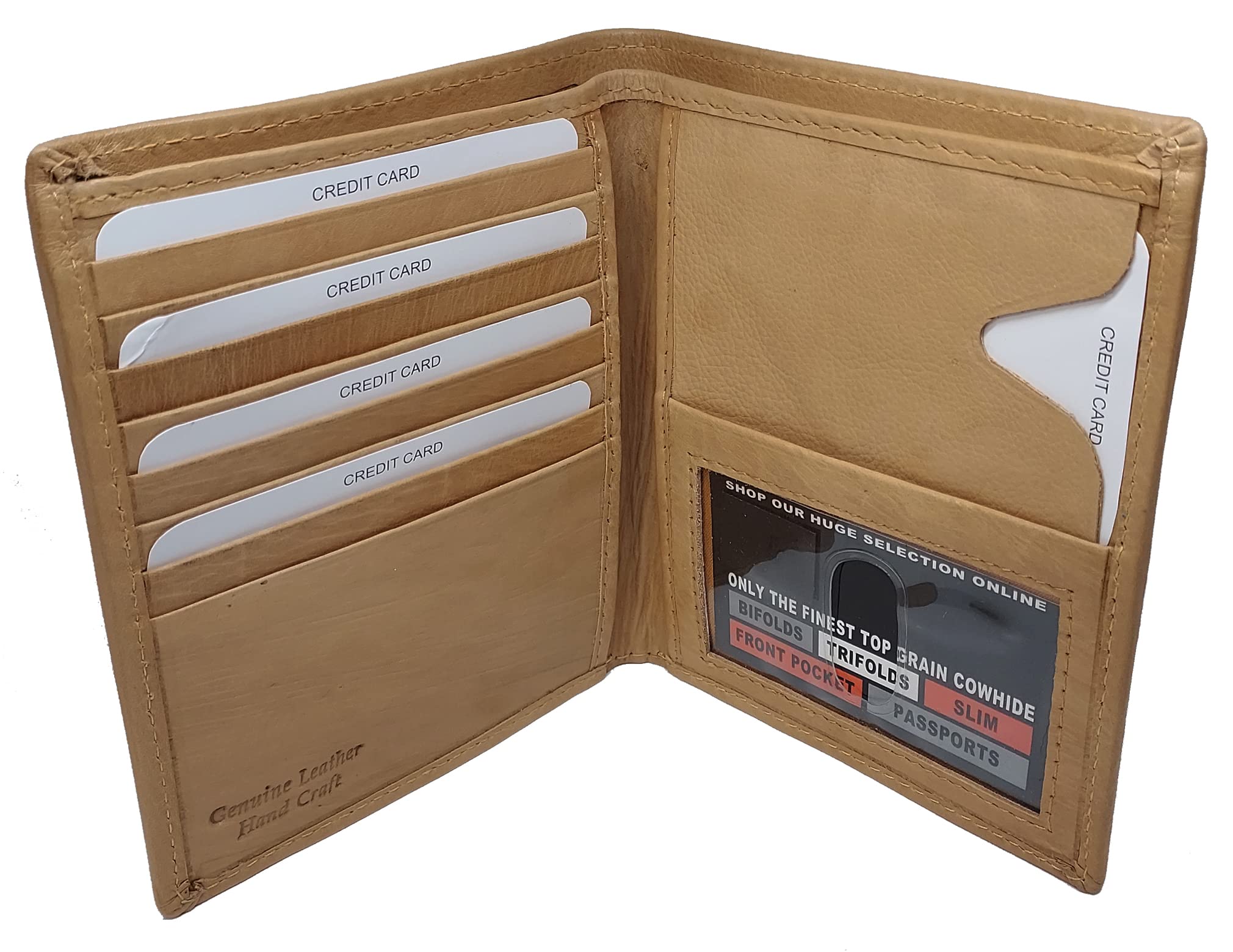 Paul and Taylor Men's, Genuine Leather, BiFold Wallet With 1 ID Window, 9 Credit Card Slots, 2 Extra Large Hidden Pockets For Extra Storage & Currency