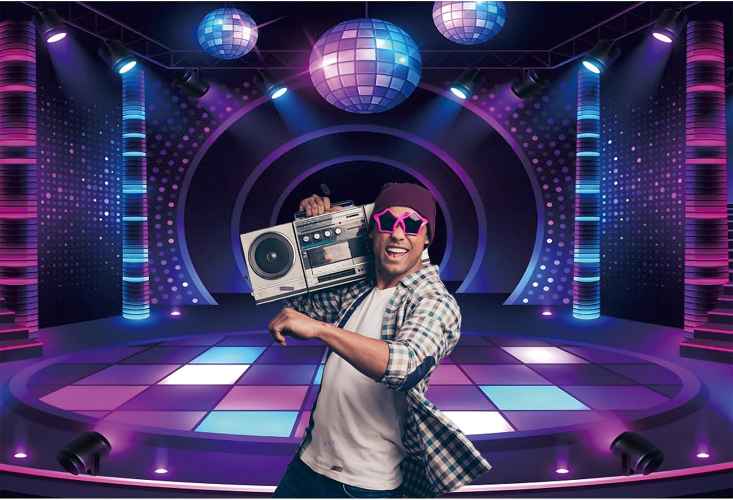 7x5ft Discos Dance Party Backdrop Polyester 80s 90s Stage Background image 2