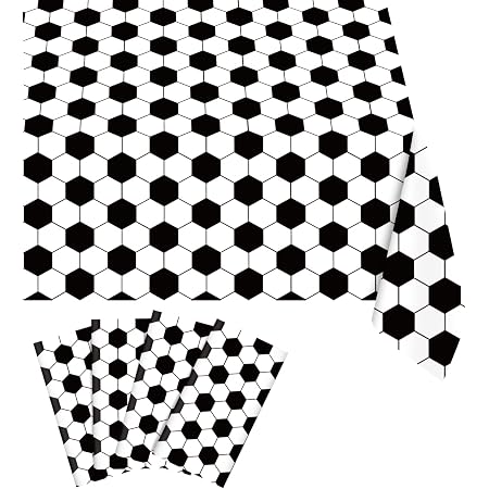 WNINK 4 Pack Soccer Table Covers - Disposable Plastic Tablecloth, 54" X 108", Grass Design