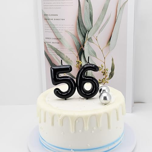 Miniatura 3 de DERVENTA Velas de cumpleaños con números negros de 2.36 pulgadas, decoración para tartas de fiesta, 1 pieza (número 50 negro)
