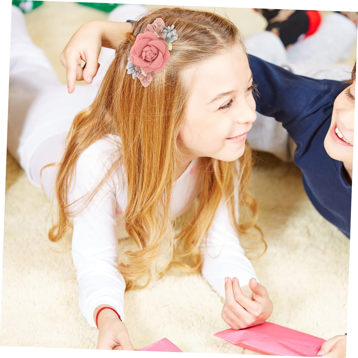 FAVOMOTO 12pcs Floral Hair Bow Clips for Girls Handmade Hair Accessories Alligator Clips for Birthdays Showers and Family Photos