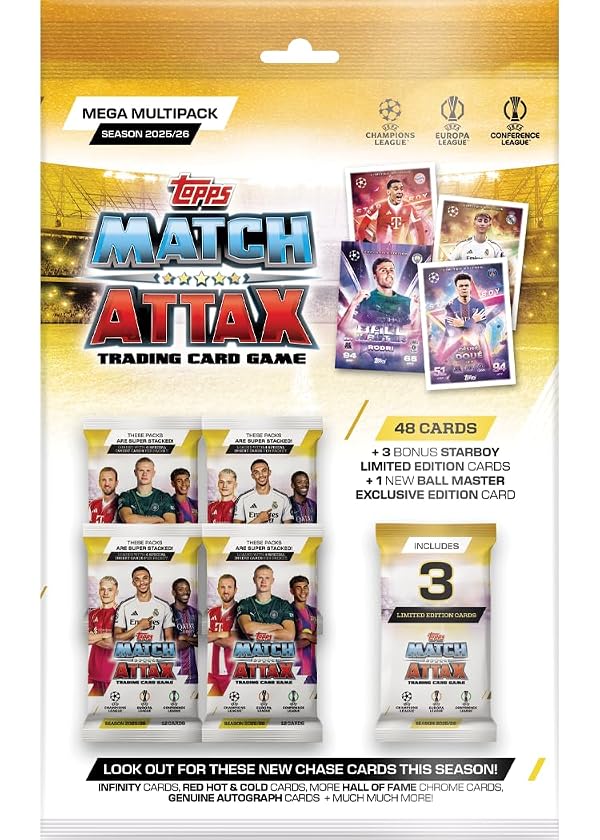 Topps UCC Match Attax 2025/26 - Mega Multipack - contains 48 Match Attax cards plus 3 random Star Boy LE's and a random Ball Master LE card. by Topps - Used condition - US$22.60