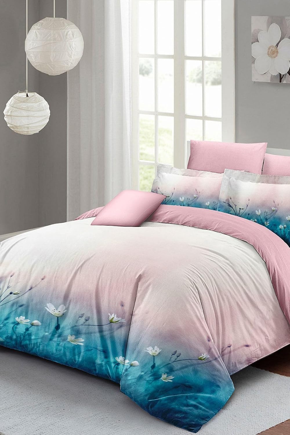 MONOHOME Çift Kişilik Nevresim Takımı Özel Dokuma Pamuk Saten 3D Digital Soft Blue, 8682811823683HF