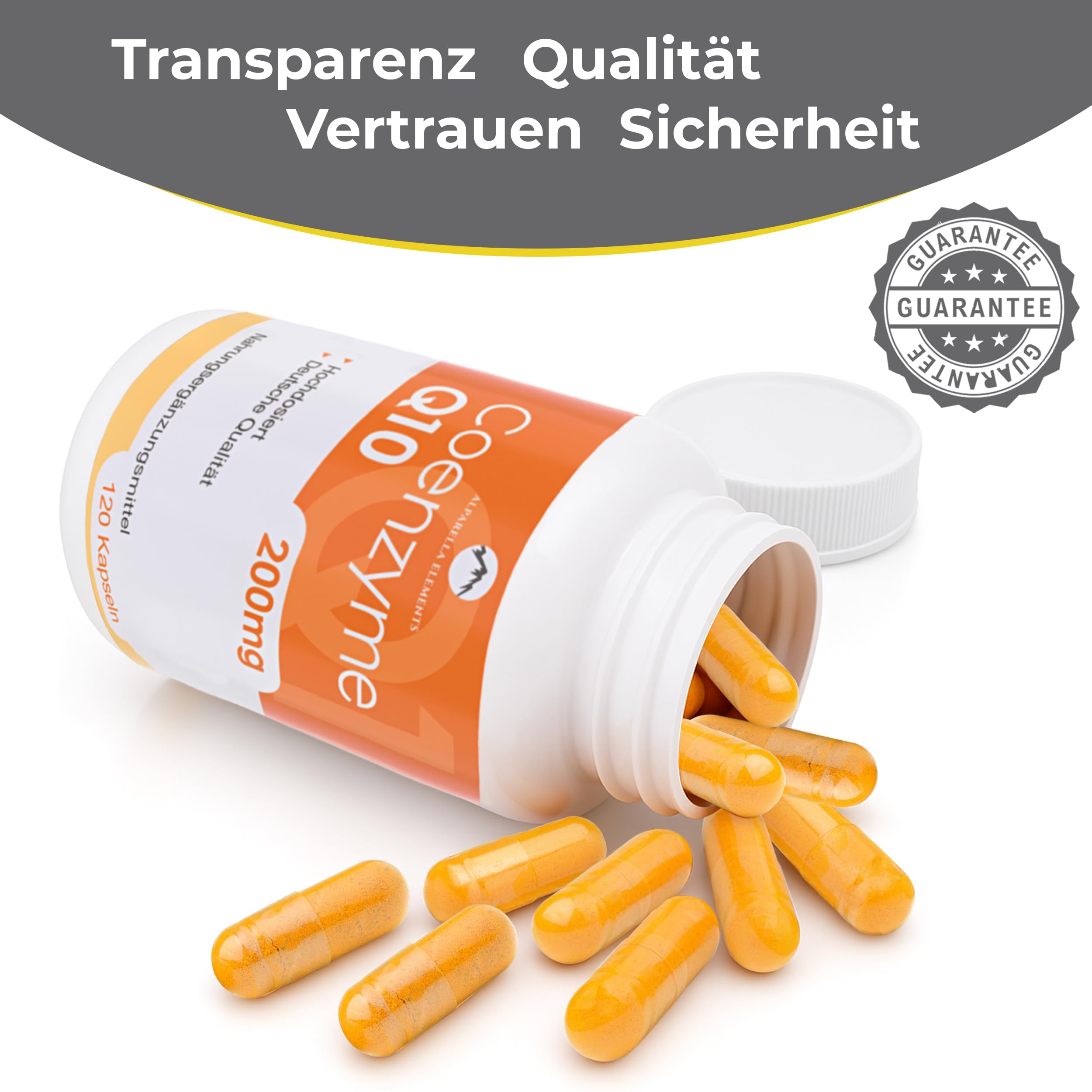 Coenzym Q10 Supplement Hochkonzentriert - Vegan - 200 mg Q10 pro Kapsel - 4 Monatsvorrat mit 120 Kapseln pro Packung