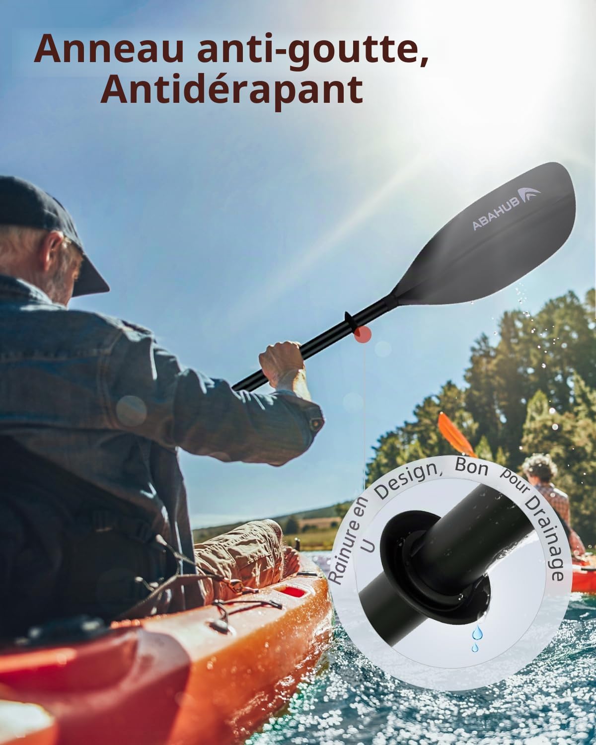 Abahub Pagaie Kayak Réglable 210cm à 230cm Rame Double Paddle Aluminium pour Kayak Aviron Bateau Canoë, Kayak Alliage D’Aluminium Tige Lames en Plastique en 12 Couleurs
