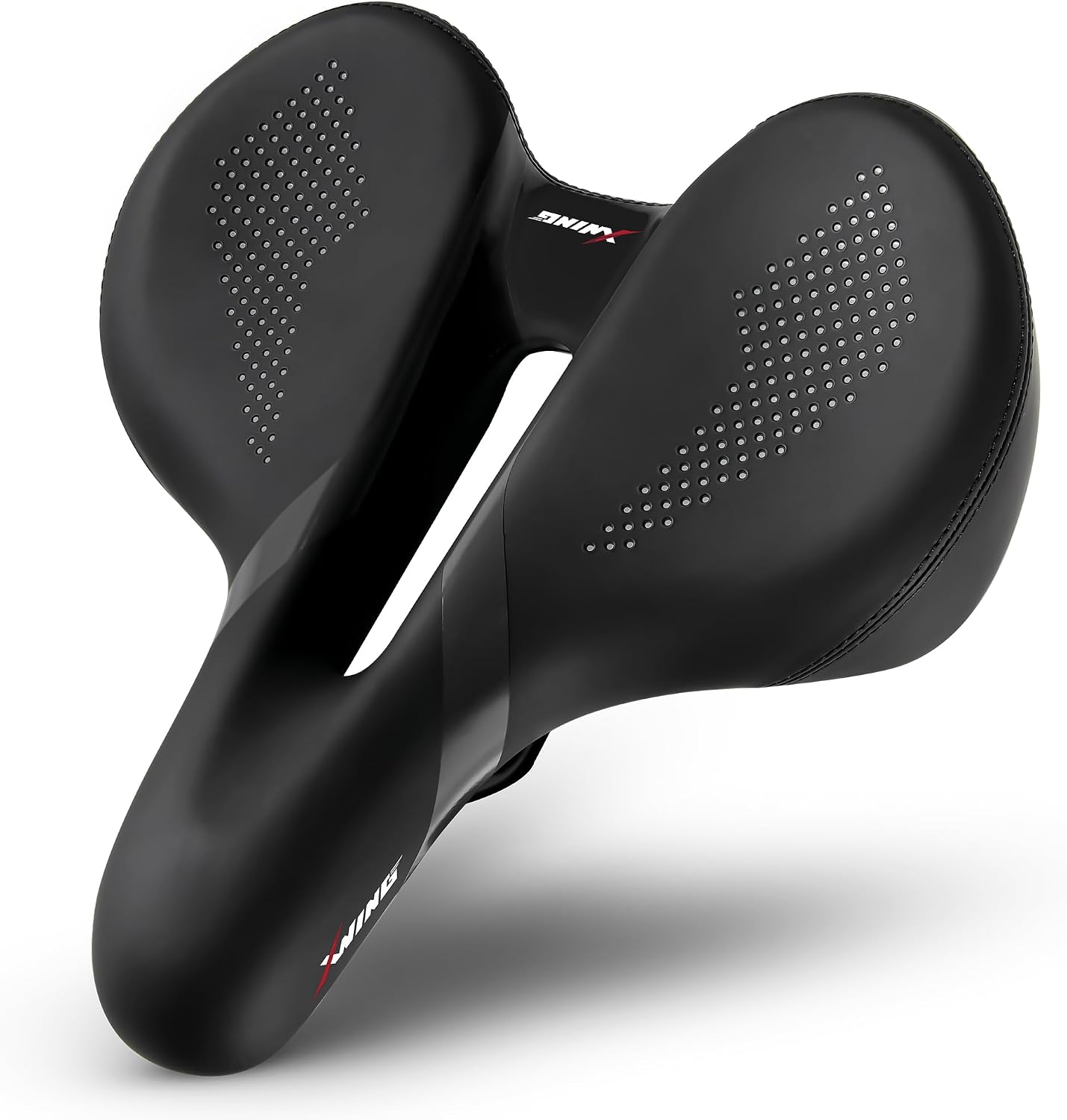 X WING Comfort Bike Seat for Men and Women with Innovative 5-Zone-Concept – Winged Bicycle Saddle with Memory Foam – Exercise Bike Seat for City, MTB & Trekking Bikes