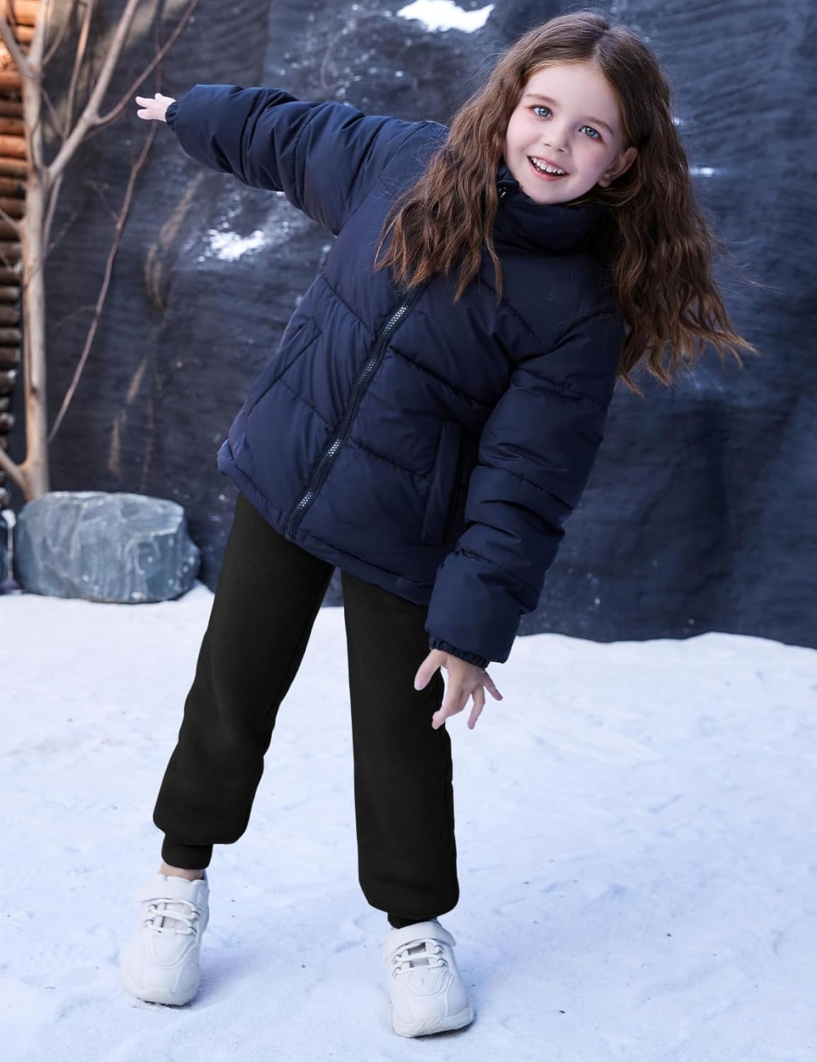 Flygo Girls Boys Fleece Joggers Sweatpants Sherpa Lined Winter Warm Elastic Waist Jogger Pants with Pockets - Image 3