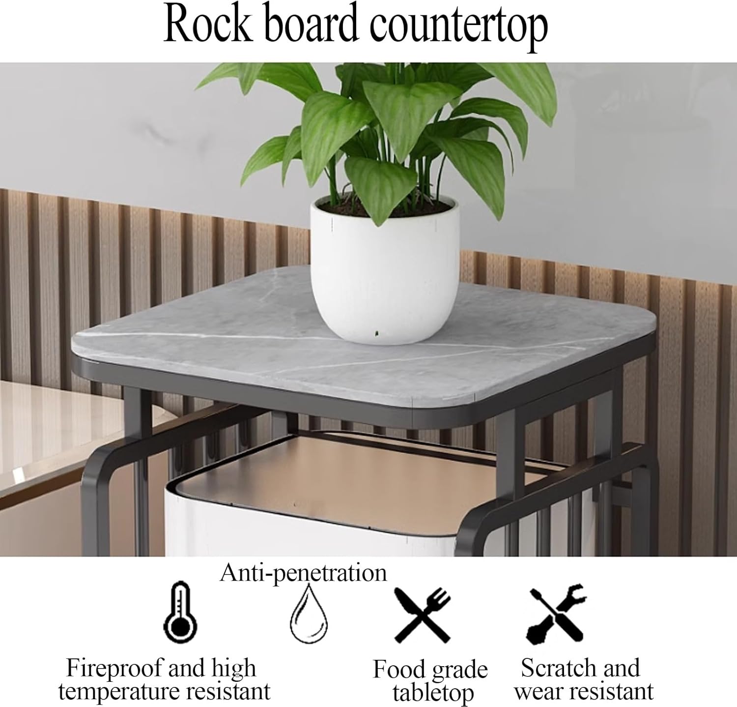 Metal Side Table with Storage, Robot Vacuum and Mop Self Emptying Small Storage Cabinet, Multi-Functional Fish Tank Stand, End Table for Robot Vacuum's Nest House(White,60