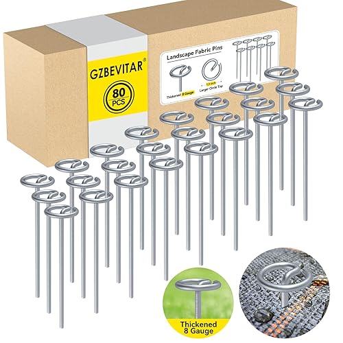 Miniatura 7 de GZBEVITAR Landscape Fabric Pins Combo - Circle Top Landscape Staples & U-Pins, Thicker 8 Gauge Galvanized Weed Barrier Staples, Wider Top Garden