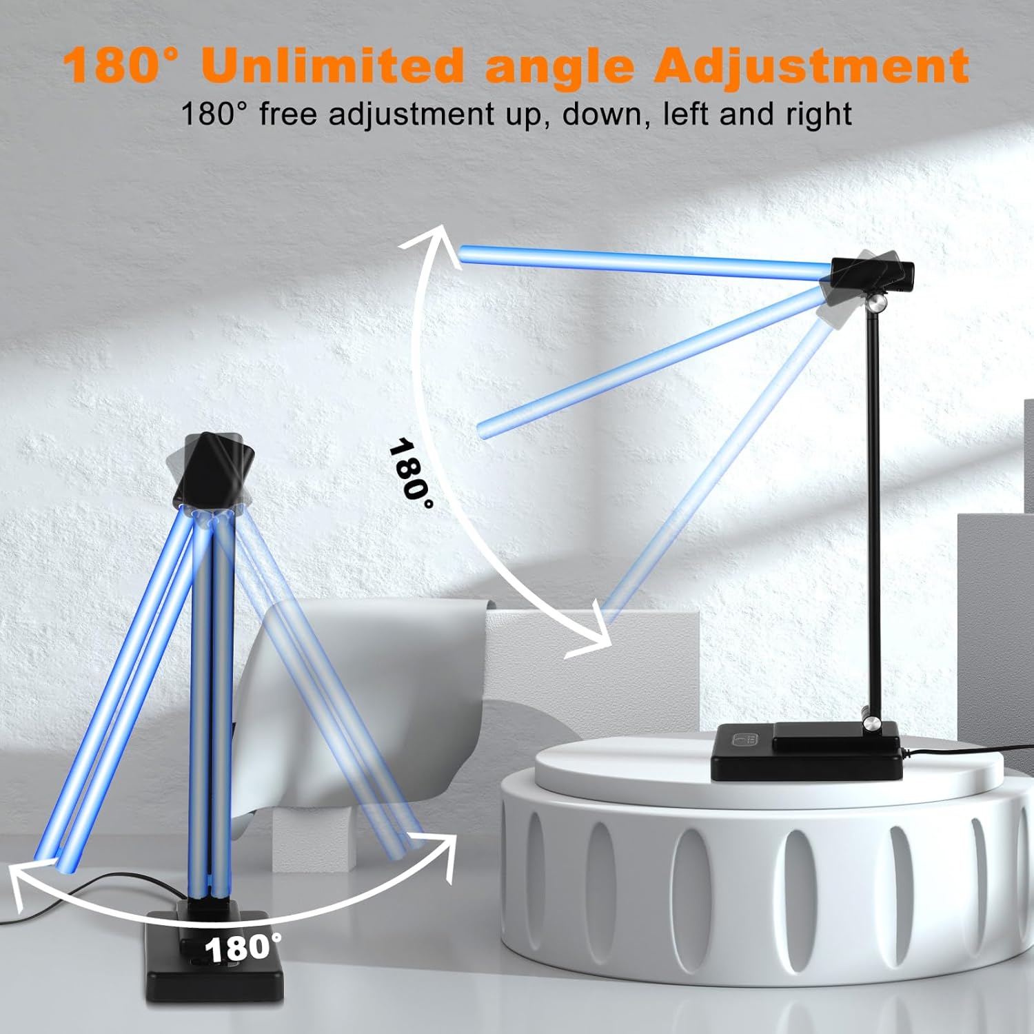 Home Disinfection Device, UV Light Sanitizer,UVC 38W Ultraviolet Light for Room, 3- Speed Timing and Remote Control,UV Lamp for Whole Room Black