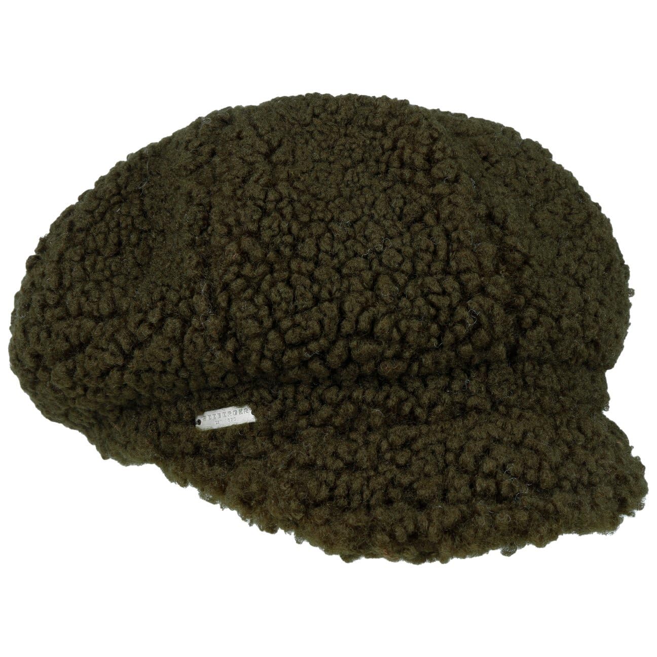 Seeberger Teddy Fur Newsboy Cap Women - Winter Women´s Baker boy hat with Peak, Lining Autumn-Winter - One Size Olive