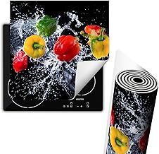TMK ArtDeko Hob Cover, One-Piece Kitchen Hob Cover, Ceramic Hob Cover, Non-Slip Mat, Rollable, 60 x 52 cm, Black Pepper