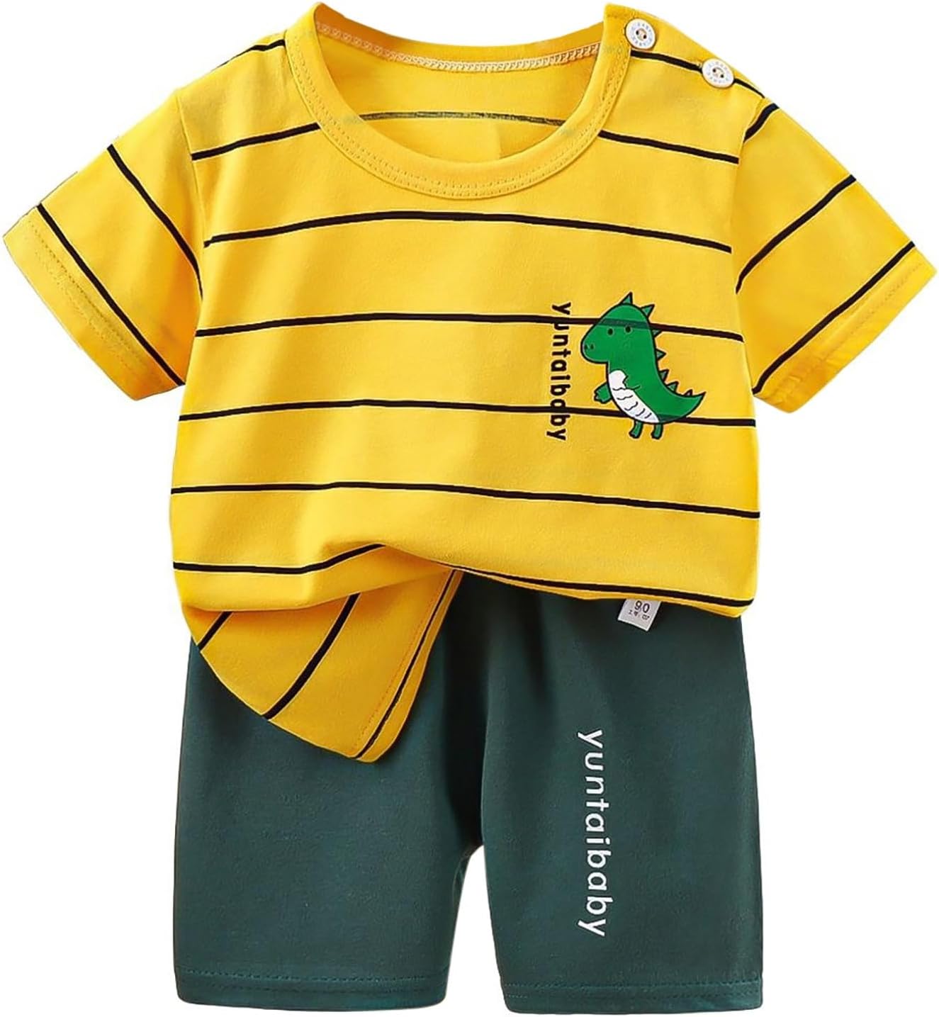 Kids Boys Summer 2 Pieces Set Summer 2 Piece Short Sleeve Shirt And Short Sets Cartoon Printed Crewneck Vacation Clothing