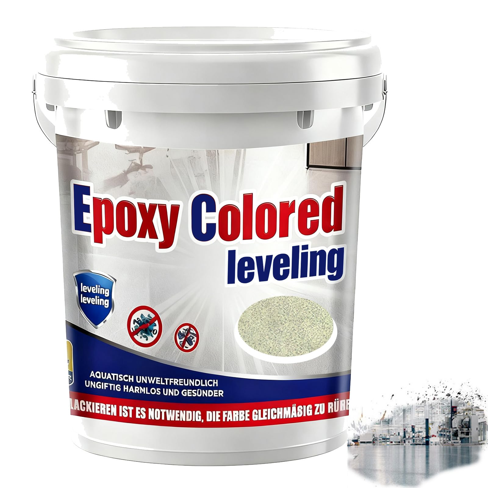 Epoxy Sand Floor Paint, Epoxy Floor Paint, High Gloss Marble Finish Epoxys Floors Coating, Suitable For Indoor And Outdoor (Beige,Cover 7 sq. ft)