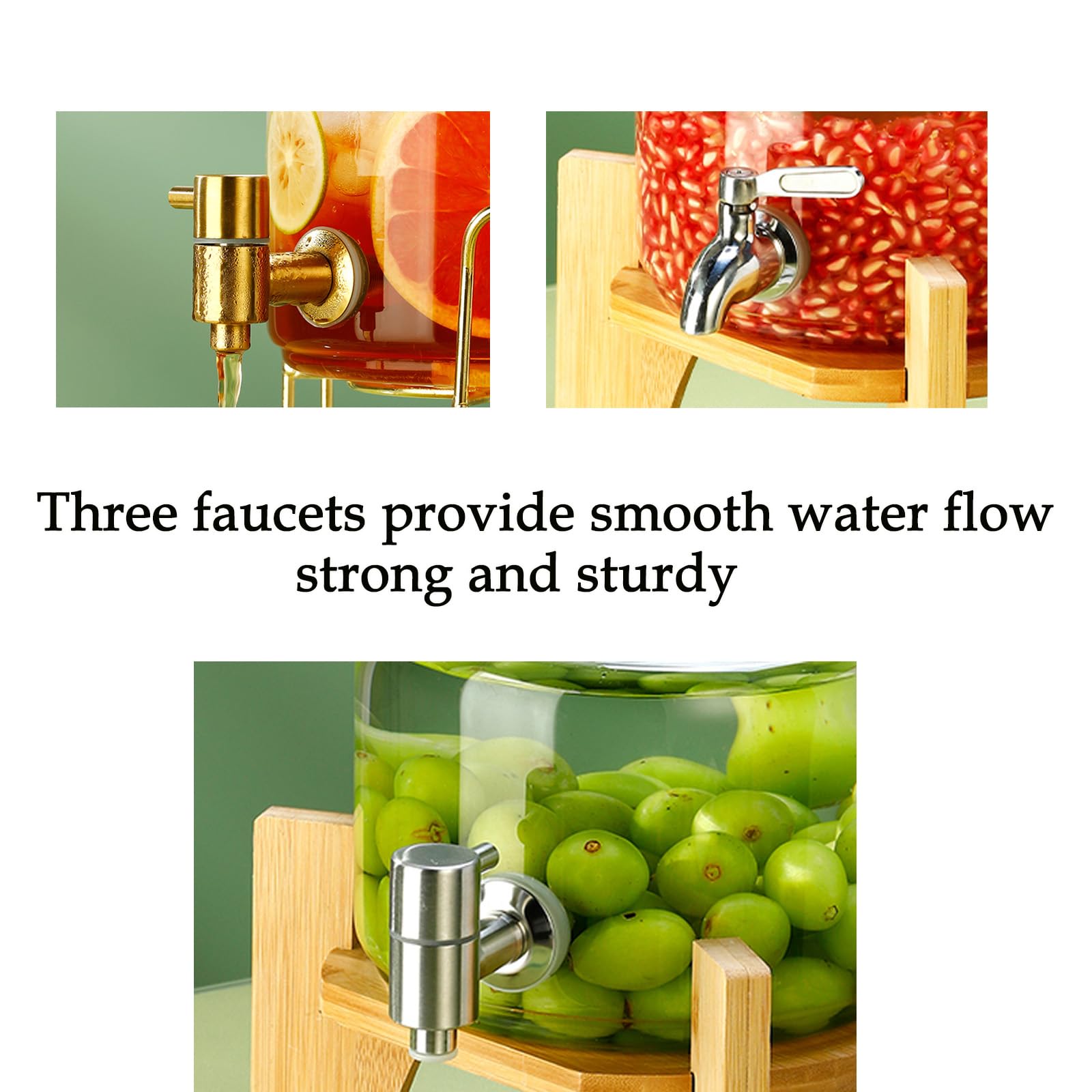 Dispenser per Bevande con Rubinetto,Dispenser per Bevande in Vetro,Dispenser per Succhi di Botte di Birra,Caraffa per Bevande Calde E Fredde con Supporto,B Faucet,Without Bracket