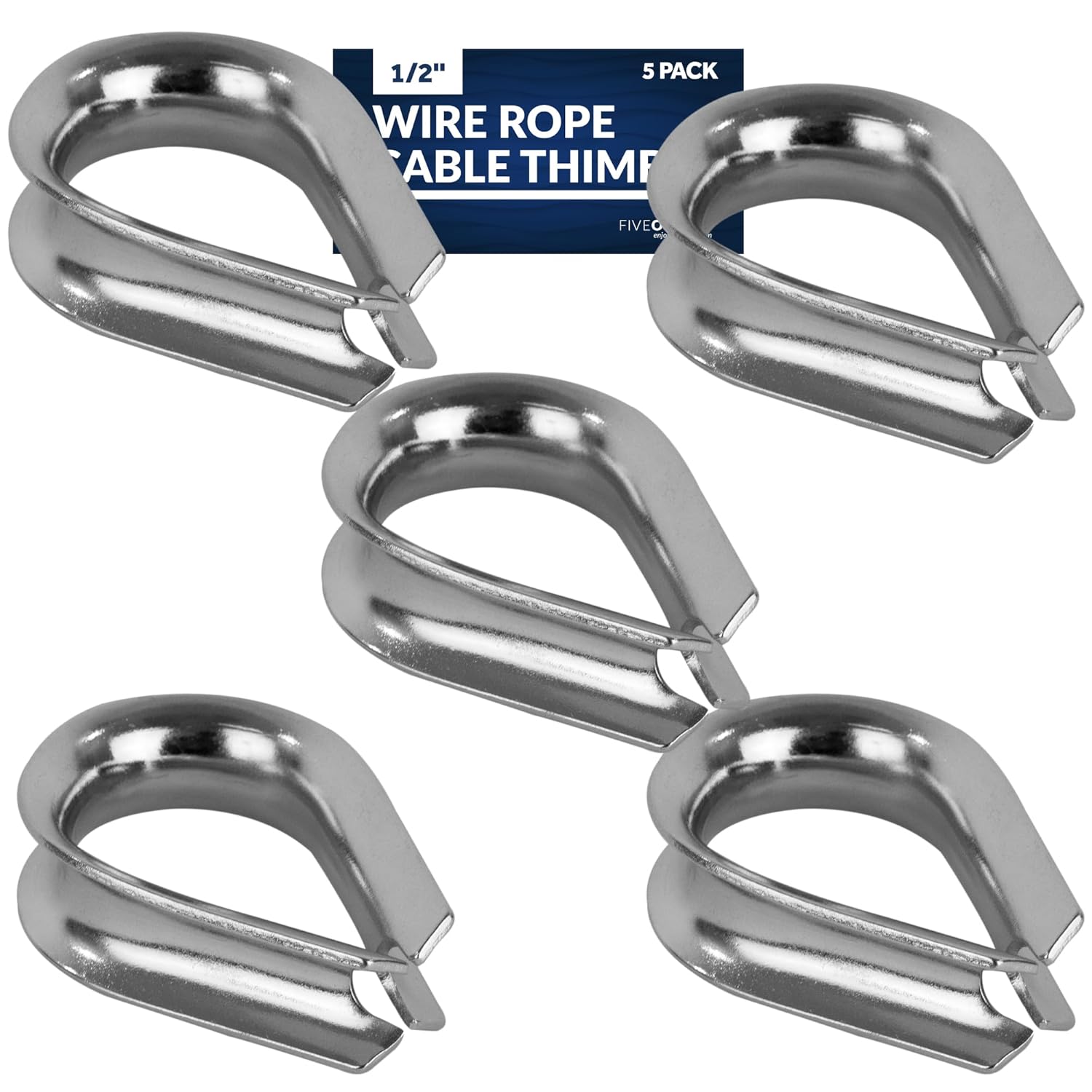 Five Oceans 5-Pack Stainless Steel Thimble for 1/2-Inch Wire Rope Cable ...